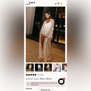 Cerise Lace Maxi Robe in Cream